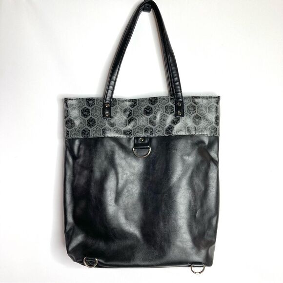 ThinkGeek D20 D&D Large Black Tote Bag Faux Leather Dungeons and Dragons - Picture 1 of 15